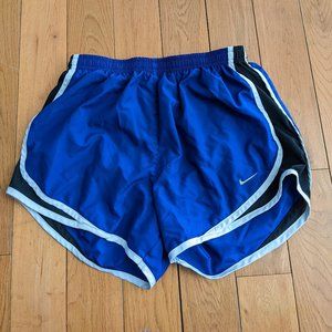 womens nike dri-fit lined shorts size small blue with black & white accent trim